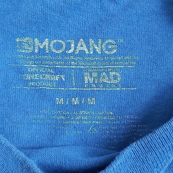Mojang Boys/Girls 100% Cotton Blue Graphic Minecraft T-Shirt - Size Medium - Picture 5 of 5